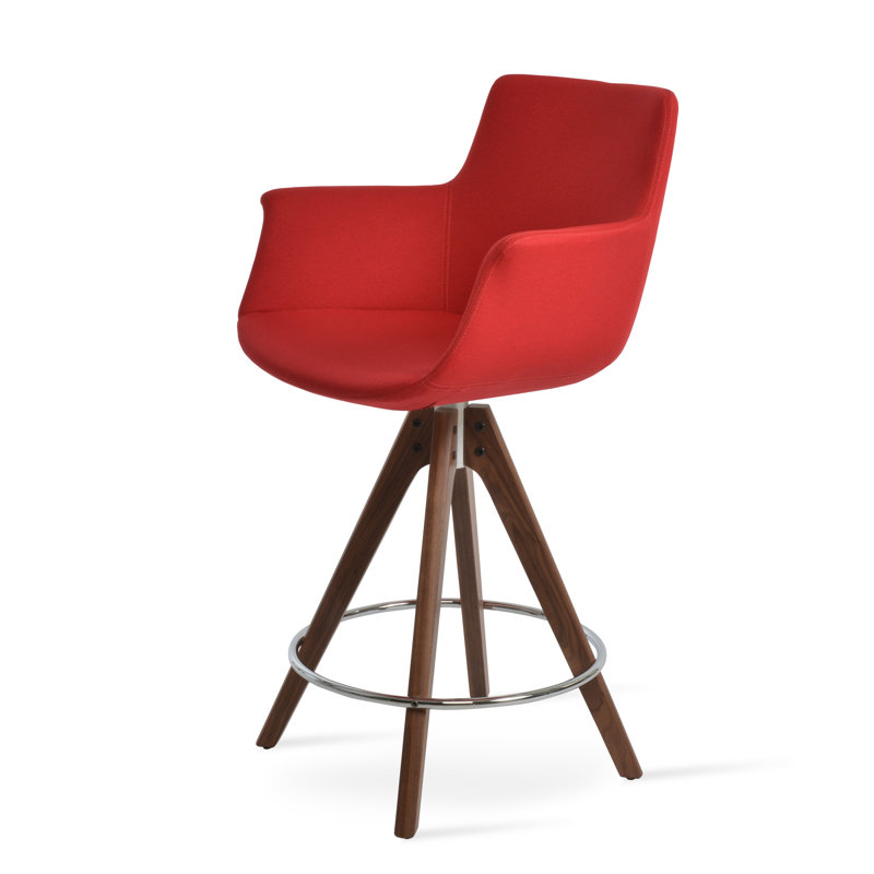 Tabouret de comptoir et de bar, Tabouret de comptoir (siège d’une hauteur de 24, Naturel, Rouge d’époque