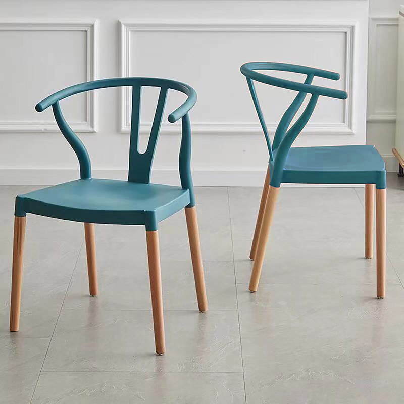 Burkleigh Plastic Dining Chairs with Beechwood Legs, Blue