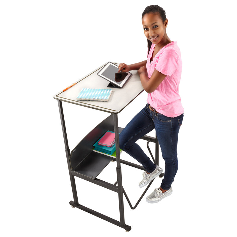 ErgoActive Black Steel Adjustable Height Standing Desk with Pendulum Footrest
