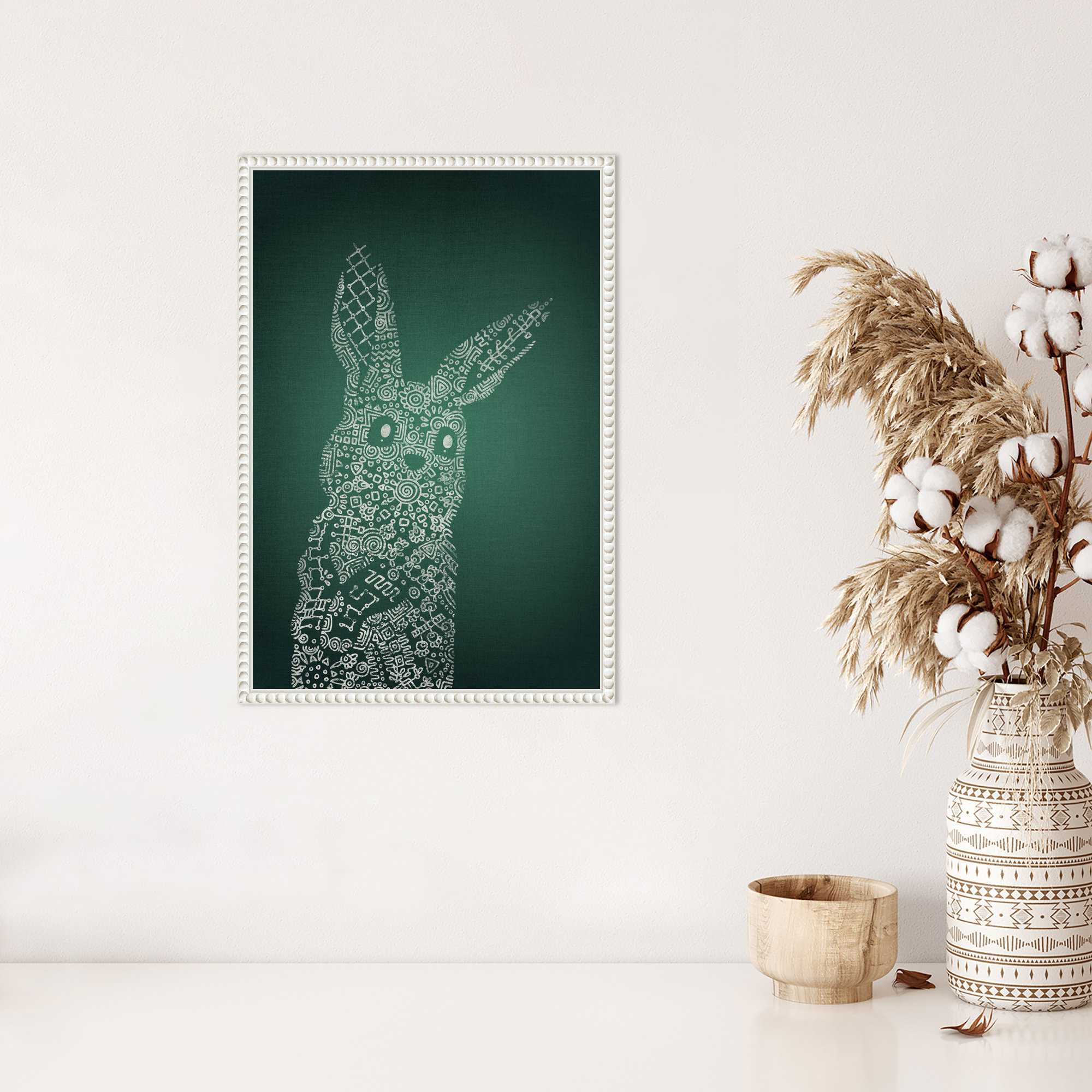 August Grove The Emerald Bunny by Ema Paraschiv Framed Canvas Wall Art ...
