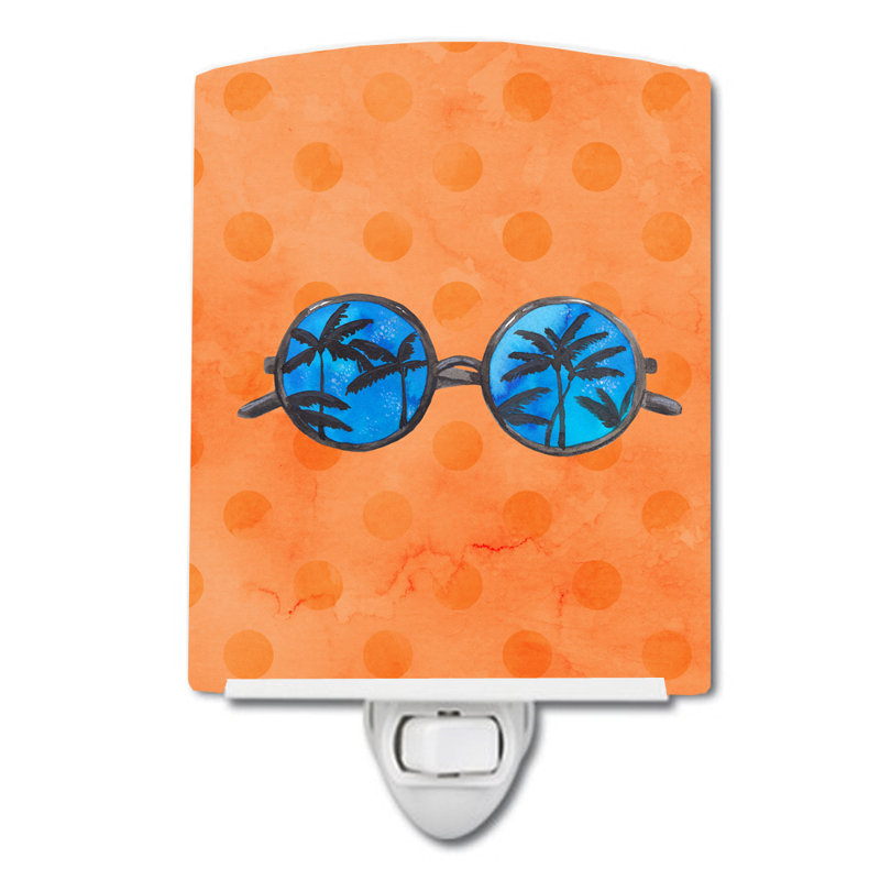 Éclairage pour nuit en céramique polkadot soleil, Orange
