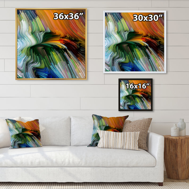 Élégance de la couleur liquide VII - reproduction d'art sur toile, H 30 po x l 30 po x P 1 po, Cadre flottant doré