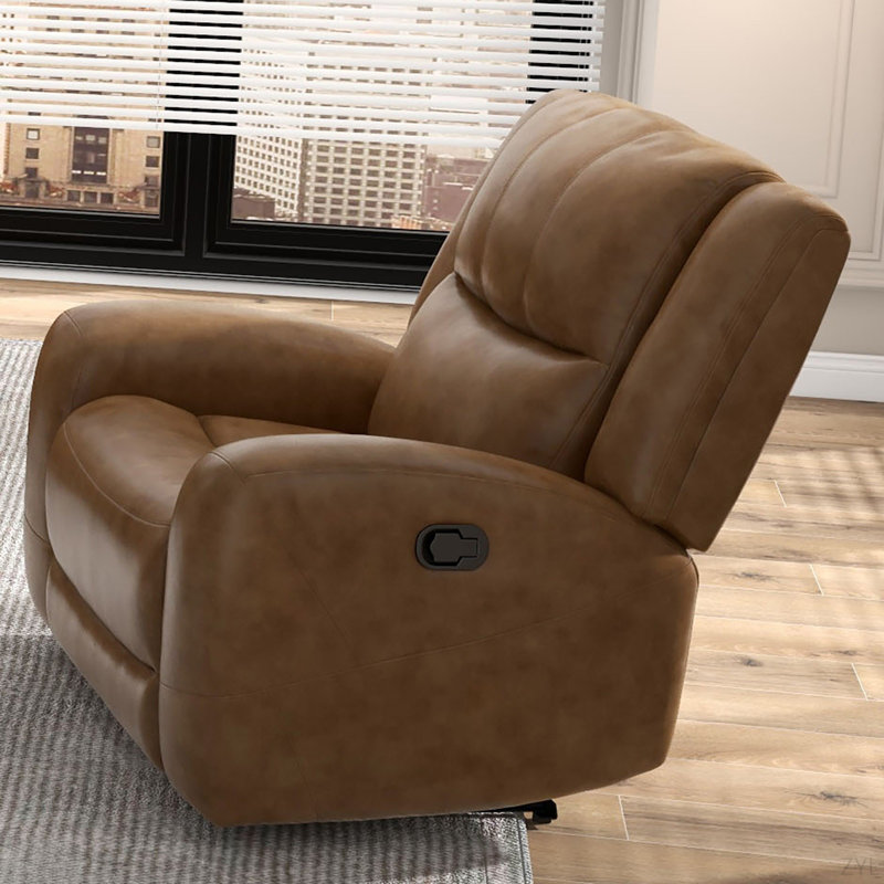 Transitional Style Manual Recliner Pillow Top Arms Mocha Finish Primary Living Room