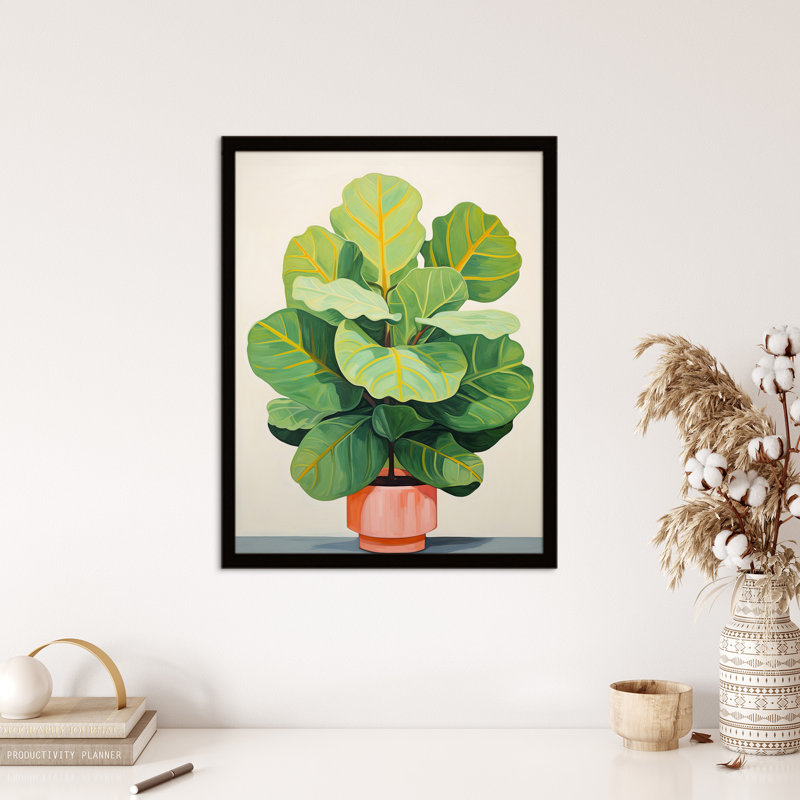 Full Bodied Fiddle Leaf Fig Green Pink - Single Picture Frame Print