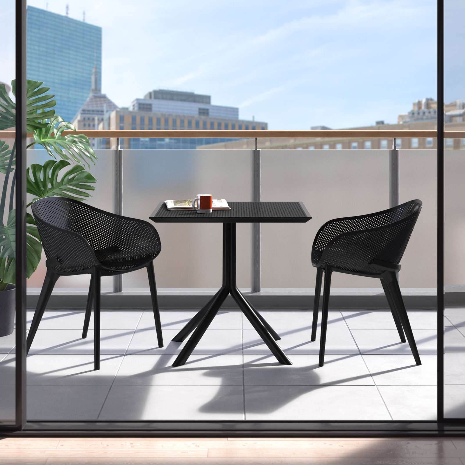 Farrah 32" Patio Bistro Set, Black