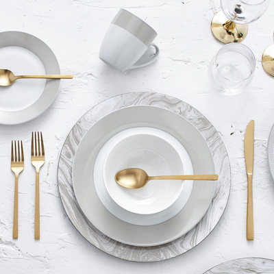 16 Piece Porcelain China Dinnerware Set - Service for 4