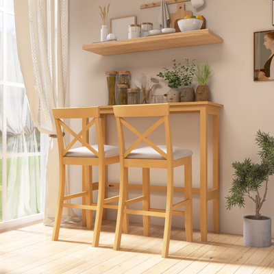 3-Piece Farmhouse Rectangular Wood Bar Height Dining Set