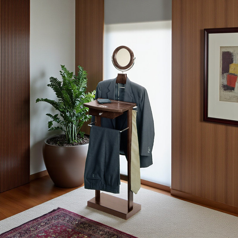 Danissa Brown Finish Valet Stand For Multiple Item Storage, 55.33'' H X 19.84'' W X 14.96'' D