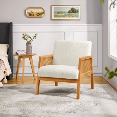 Fauteuil d'appoint rembourré avec pieds en bois d'hévéa Bergstrom
