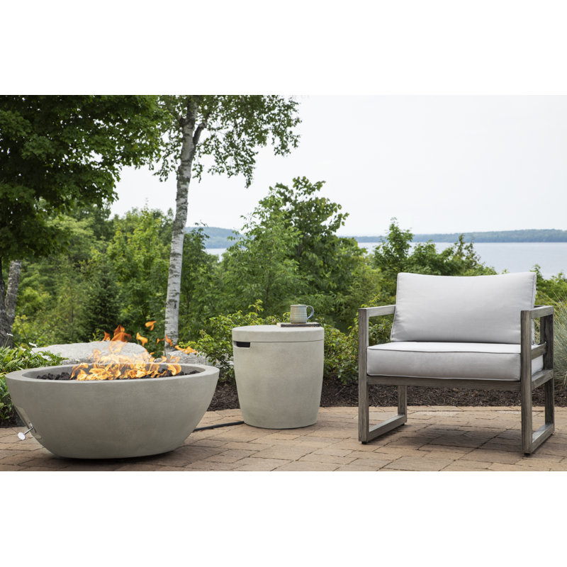 Couvercle de réservoir de propane rond en béton et table d'appoint 19 po Eldora par Real Flame, Brouillard