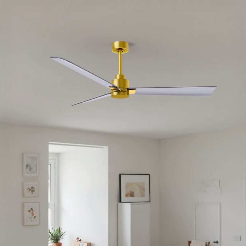 Ventilateur de plafond Alessandra, Nickel brossé, Laiton brossé