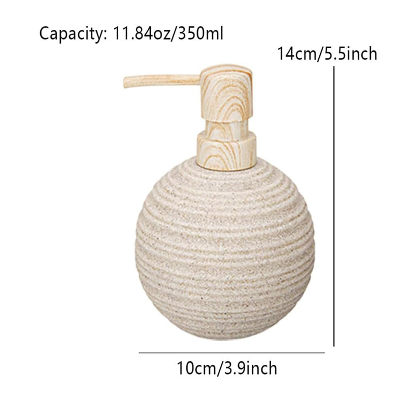 2-Pack Matte Black Sandstone Resin Soap Dispenser Set | for Bathroom & Kitchen Countertops, Beige