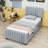Twin Velvet Upholstered Platform Bed with Trundle-106897439
