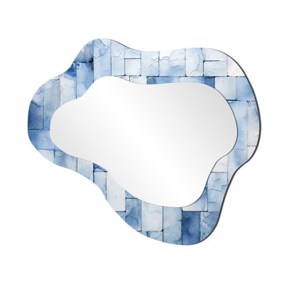 Carrelage scandinave blanc et bleu II - Grand miroir mural bohémien