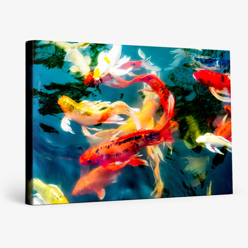 Bourbeau Koi Pond - Paysage, art mural sur toile, 14" W x 11" H