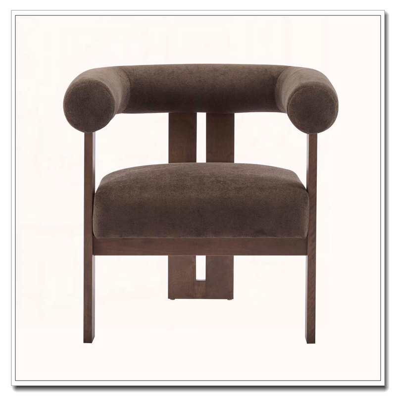 Fauteuil d'appoint rembourré en velours, Marron foncé