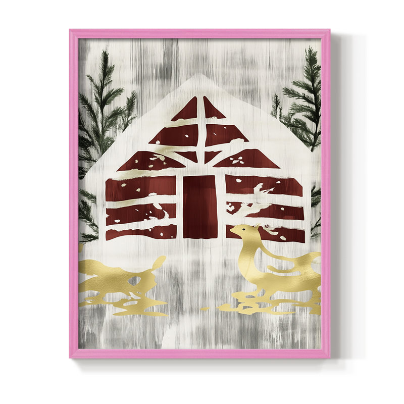 Reproduction encadrée - bois massif, Rose, H 11 po x l 9 po