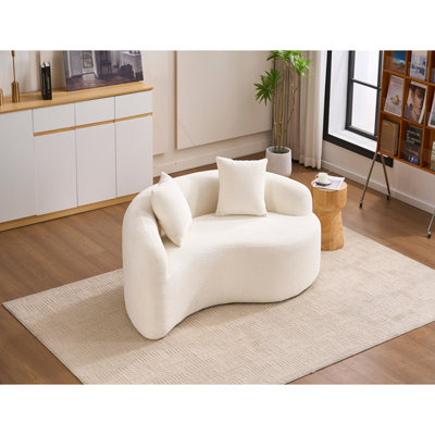 Canapé modulaire courbé en S en chenille: double profondeur (21,3 po et 26,8 po), sans assemblage, compact pour les petits espaces, 400 lb, L 66,9 po