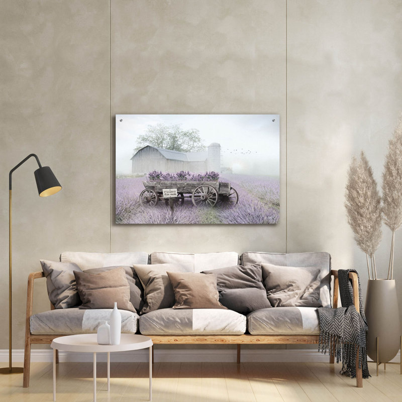  «Lavender Wagon» par Lori Deiter, art mural en verre acrylique, 36 po x 24 po, H 24 po x l 36 po