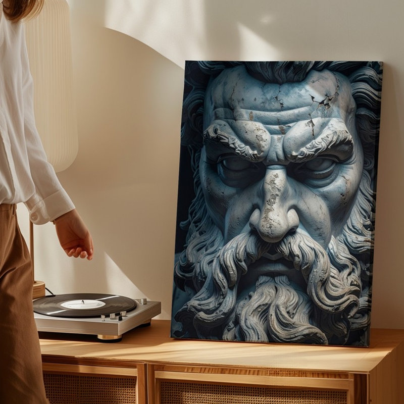 Canvas Wall Art Stone Zeus Bust Canvashyper Realistic Close Up With Weathered Features Ready To Hang Gallery Wrapped Home Decor Decor