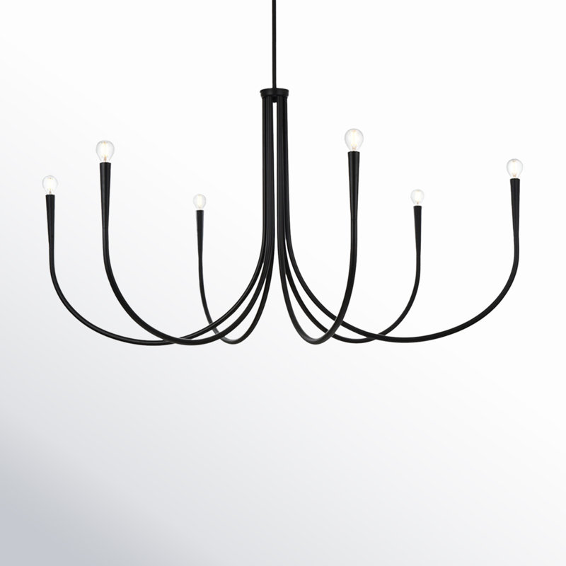 Catalena 6-Light Dimmable Iron Chandelier, Black, 28" H x 55" W x 55" D