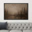 «Misty Forest Lake Scene with Flying Birds», reproduction d'art sur toile encadrée-630149945-630149946