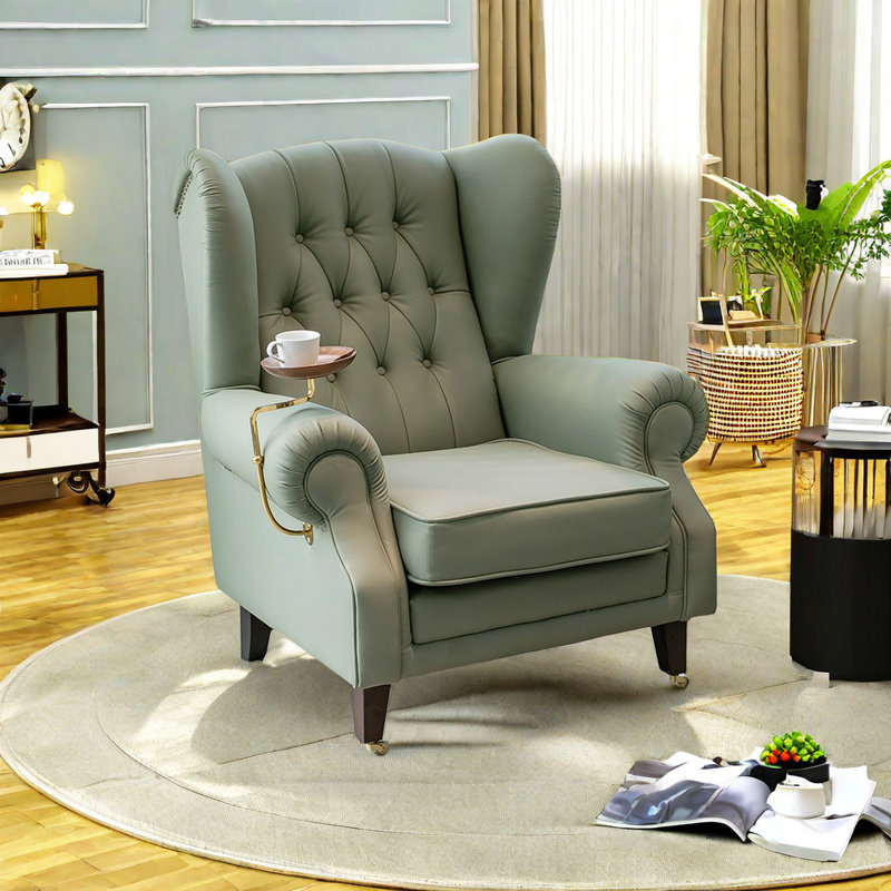 Deshawna Recliner, Light Green Faux Leather