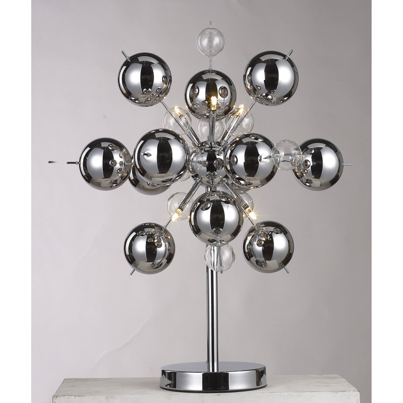 Azoriah Metal Novelty Lamp, Silver Chrome Base/Silver Chrome Shade