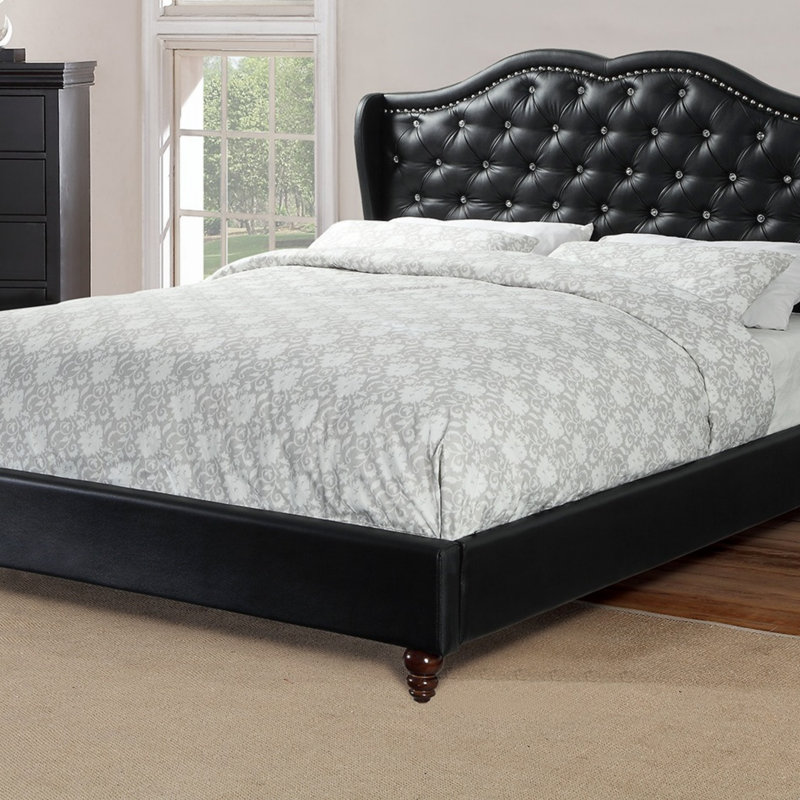 Ensemble de lit grand lit 1pc avec cadre de lit tapissier noir
