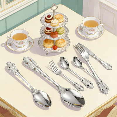 40-Piece Vintage Royal Silverware Set For 8, Stainless Steel Flatware With Mirror Finish, Elegant Retro Design For Home, Restaurant, And Special Occasions