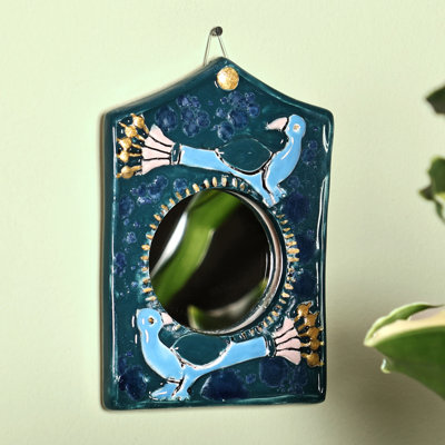 Buckey Handmade Blue Wonder Ceramic Wall Accent Mirror