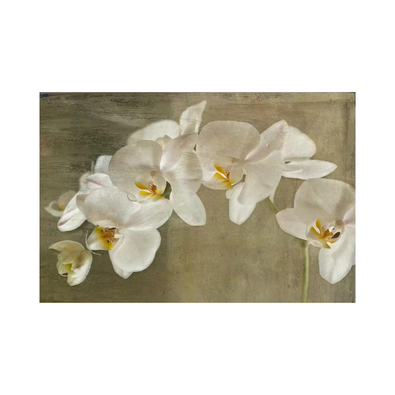 Orchidée peinte - reproduction d'art, Toile tendue, H 32 po x l 48 po x 1,5 po