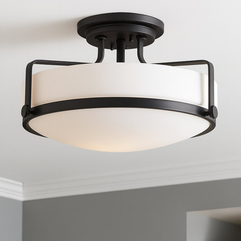 Harper 18-in 3-Light Semi-Flush Mount Retro Ceiling Light
