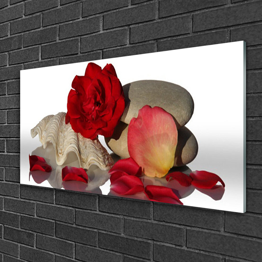 Glasbild Rose Conch Stones Art