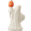 Fantôme d'Halloween en céramique pré-éclairé tenant une citrouille décor peint à la main