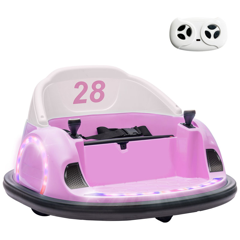 AIYAPLAY 360 Degrees Rotation 12V Kids Bumper Car with Remote Control, Pink