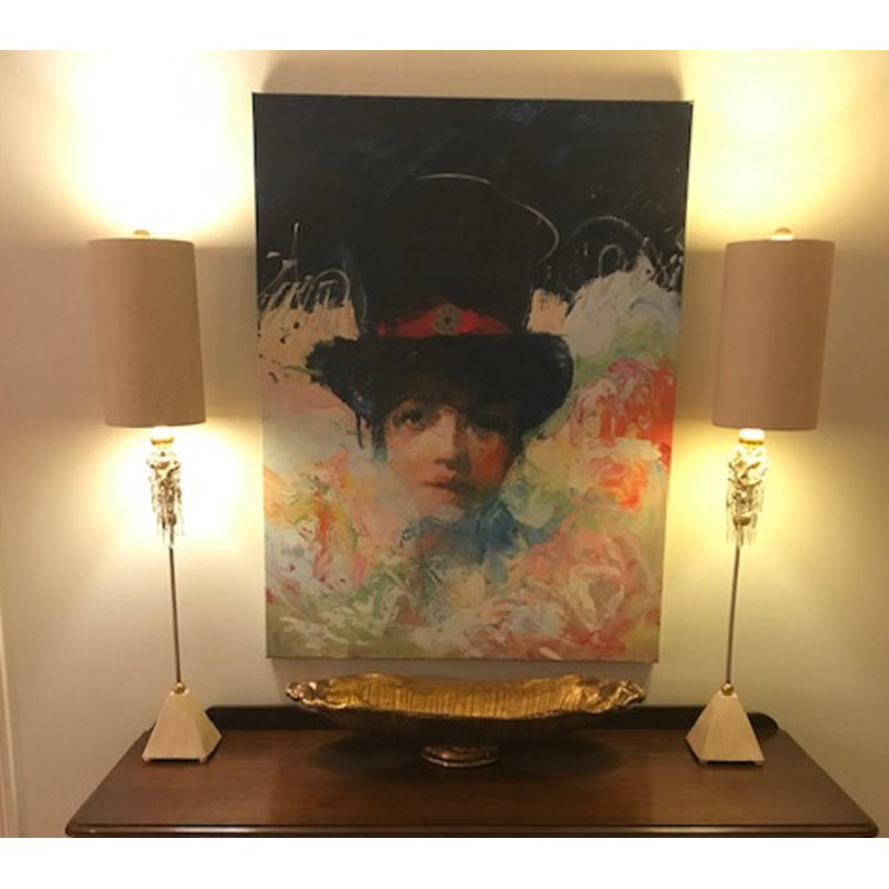 Lampe de table Borrero avec cristal en or et argent Borrero
