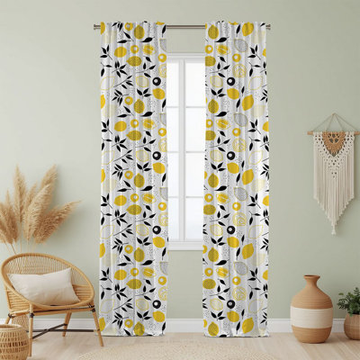 Semi Sheer Fruit Print Curtain Single Panel