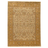 Hand Knotted Wool Oriental Area Rug in Gold And Ivory
