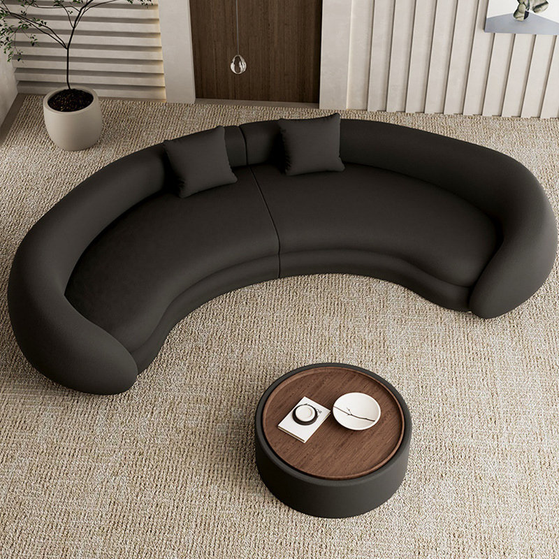Minimalist Modern Curved Sofa, Black