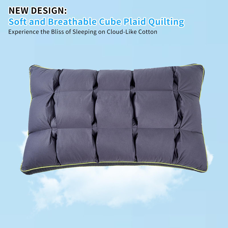 Luxury Comfy Fluffy Bed Pillows(Set of 2) - Standard Size, Gray