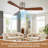 52 Inch Modern Ceiling Fan with LED Light Kit and Remote Control 3 Solid Wood Fan Blades 3-Color Dimmable Light 6-Speed Reversible Motor with Timer