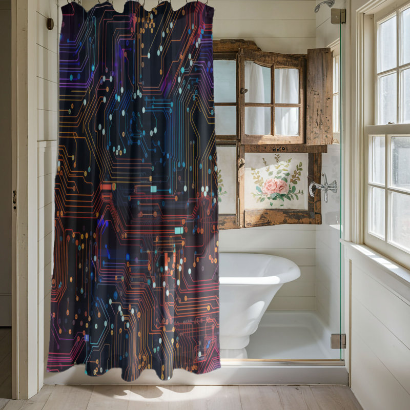 Tech Maze - Premium Shower Curtain, 74"H x 71"W
