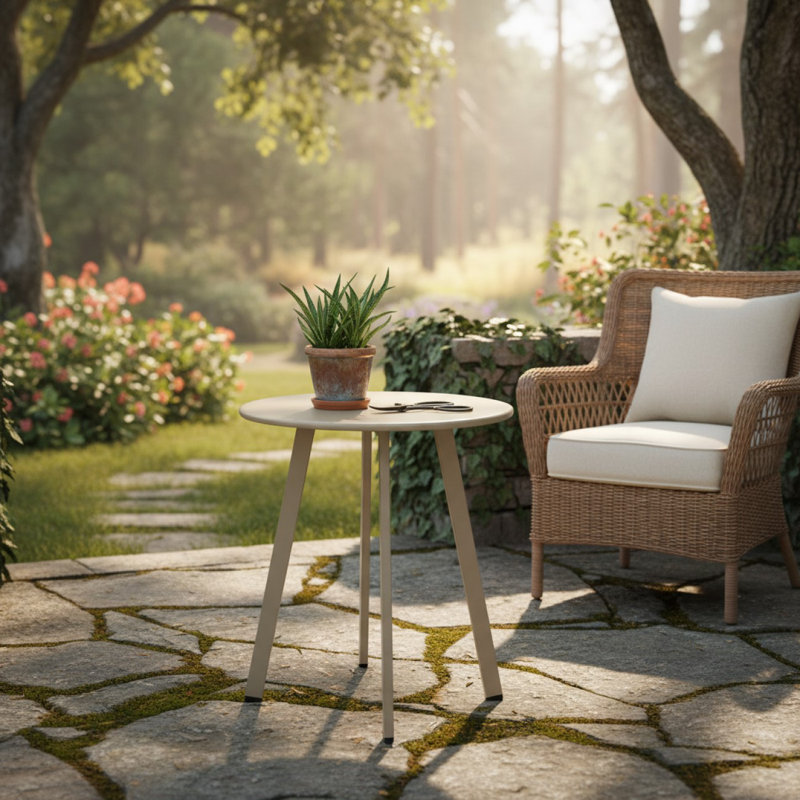 Round Metal Outdoor Side Table , 15.76cm W 15.76cm D