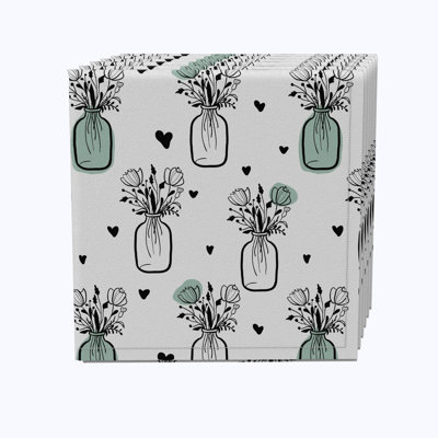 100% Cotton Bouquets In Jars Square Napkin