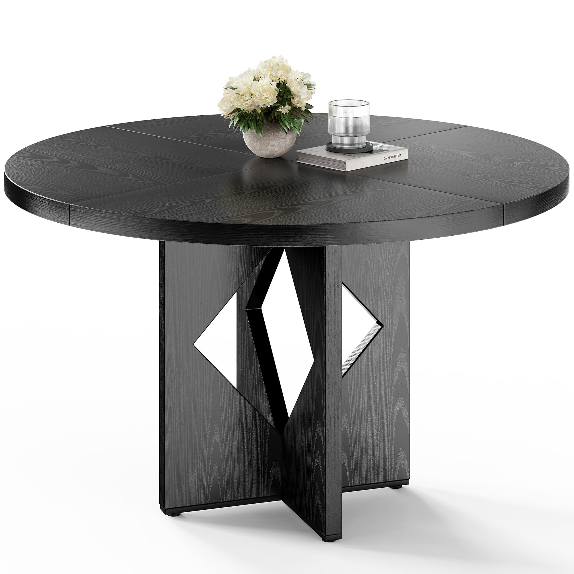 Ebern Designs Dining Table With Wooden Pedestal Base | Wayfair