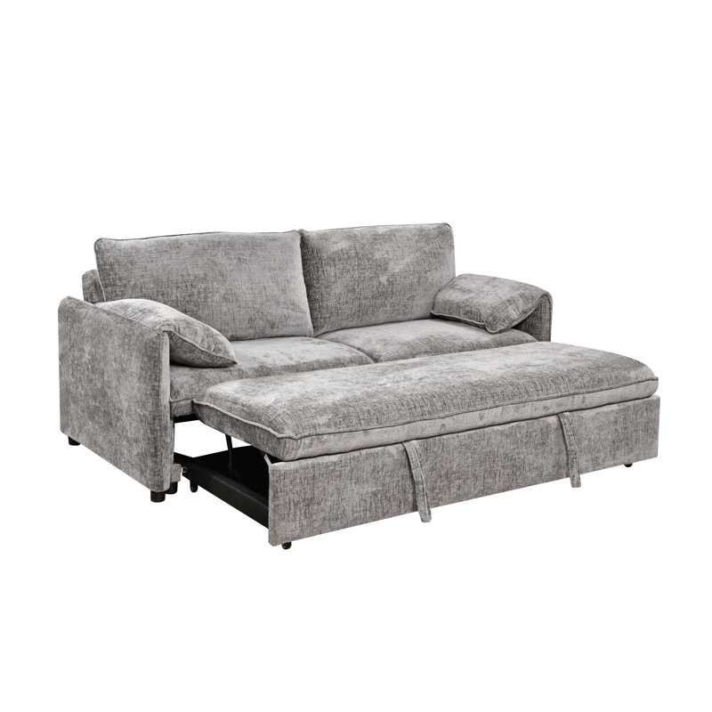 Canapé-lit convertible surdimensionné à accoudoirs carrés surdimensionnés de 81 po Boneless, Gris clair