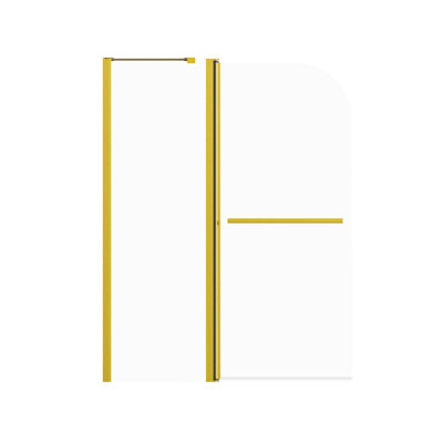 43 In. W * 58 H Bathtub Shower Door - Tempered Glass Brushed Gold Pivot Mechanism Modern Bathroom Accessory 6Mm Thick Tub Resistance