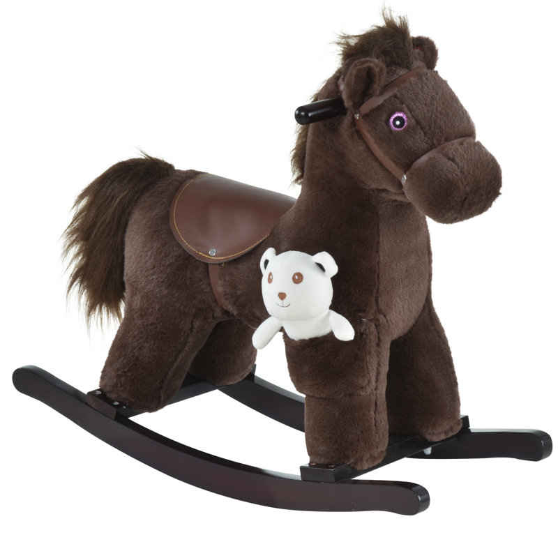 Cheval à bascule en peluche pour enfants, Brun