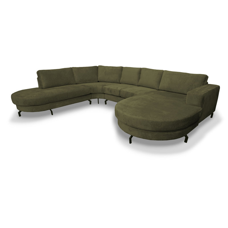 6 Seater Corner Sofa , Olive, Left Hand Facing